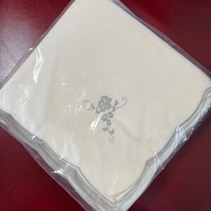 🆕 12 Vintage embroidered table dinner napkins cream color with gray embroidery